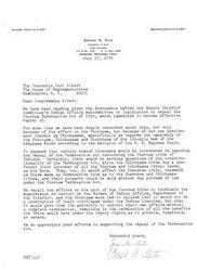 ["Ernest W. Tate, an attorney at law, wrote a letter to Congressman Carl Albert expressing concern about the Choctaw Termination Act of 1959 and its impact on the Choctaws, Chickasaws, and Cherokees. Tate emphasized the potential negative effects of the Act on tribal lands and treaty rights. Congressman Albert responded, thanking Tate for his support in repealing the Act and assuring him of ongoing efforts to pass a repeal bill before the Act's effective date. Cases/Acts: Termination Act"]