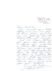 ["In the letter, Mabel and Okla express their happiness at receiving a letter from Mr. Carl regarding the Choctaw Termination Act. They are glad to hear that the termination was passed and hope Mr. Carl gets his job back. They thank him for his letter and offer their assistance if needed. Mr. Carl responds, thanking them for their letter and assuring them of his continued interest in the welfare of the Choctaw Indians."]
