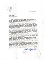 ["The document is written by Jed Reynolds to the editor of The Oklahoma Journal, expressing concern about the treatment of American Indians and the abuse faced by his wife Maude Reynolds. He also mentions writing a book on the subject of conflict and shares advice from his family history. The response from Carl Albert expresses appreciation for the letter and shares best wishes."]