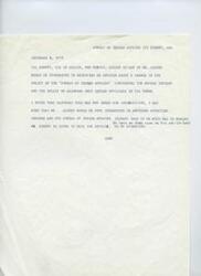 ["The Bureau of Indian Affairs contacted Mr. Albert to inform him about a change in policy concerning the Navaho Indians and the requirement for only Indian officials in the BIA. Mr. Albert expressed interest in the article and received further information from Mr. Kinsey. The Oklahoma House delegation met with Commissioner Bruce to discuss policy changes, which tribal leaders oppose. Mr. Albert thanked Mr. Kinsey for the information and expressed appreciation for his thoughtfulness."]