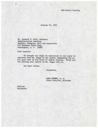 ["The document consists of a series of letters commending Mr. Gordon E. Pegs for his work in Indian housing programs. Congressman Carl Albert and others express their appreciation for Pegs' dedication and the positive impact of his efforts on Indian families. Leonard F. Ball also praises Pegs and acknowledges the success of the Indian housing program in Oklahoma."]