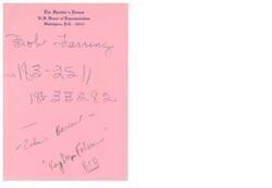["The document includes various names and titles related to the Speaker's Rooms in the United States House of Representatives. It also mentions some political issues, such as agitation against a Chief Belvin by the Department of Interior and a request for authority to be left in the hands of Virgil Warrington. Additionally, there is a mention of a call from the Bureau of Indian Affairs regarding election procedures for the Choctaws."]