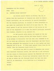 ["The Department of Interior is requiring an age limit of 30 for candidates for Chief in the Choctaw Indian elections, in an apparent attempt to make the Chief's opponent eligible to run against him. There have been discussions and attempts to find out the Department's intentions, with the Assistant Secretary stating that it was not their intent to discriminate against the Choctaws and that they should have a similar age limit to other Tribes."]