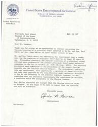 ["The document is a series of letters concerning the Choctaw election of a principal chief, specifically addressing the age requirement for candidates. The Bureau of Indian Affairs approved procedures for the election, including the age requirement, which was challenged by a potential candidate who was 31 years old. A temporary restraining order was issued to block the election, but it was eventually held as scheduled. Various individuals expressed concerns about the age requirement and the fairness of the election process. The Bureau of Indian Affairs acknowledged the objections and forwarded them to the Commissioner of Indian Affairs for consideration."]