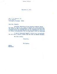 ["The document is correspondence between Mrs. J. J. Wassail and the Department of the Interior regarding the sharing of her letters with Chief Belvin. The Department apologizes for the error and assures Mrs. Wassail that her future correspondence will be kept confidential. Mrs. Wassail's previous letter contained accusations against Chief Belvin, which he challenges as false. Chief Belvin denies making certain statements and actions that Mrs. Wassail accused him of."]
