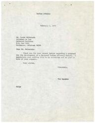 ["Attorney Loren McCurtain wrote to Congressman Carl Albert expressing support for the development of a National Indian Advocacy Center as proposed by Joseph C. Muskrat. McCurtain highlighted the legal problems faced by American Indians and the need for better legal services. He recommended that Congress consider and fund the proposed program to address this long-standing issue."]