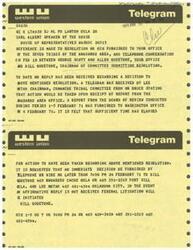 ["The document is a request for a decision regarding a resolution submitted by the Seven Tribes of the Anadarko Area. The Speaker of the House is being asked to provide a response by telegram or phone by February 24, 1971. If a decision is not received, federal litigation will be initiated."]