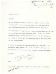 ["Hal Cox, on behalf of Deputy Assistant John Crow from the Bureau of Indian Affairs, called to schedule a meeting with the recipient to discuss BIA problems. Mr. Crow mentioned pressure from the White House and Oklahomans not being happy with the situation. The meeting was tentatively set for after 2:00 p.m. at the recipient's convenience. Miss Wilma Victor may accompany Mr. Crow to the meeting."]