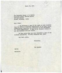 ["The document contains a series of letters between various parties regarding the activities of the Oklahomans for Indian Opportunity and the Choctaw Nation. The documents discuss meetings, evaluations, agreements, and concerns about the OIO's work in the Choctaw Nation. The parties involved are working towards resolving disputes and improving relations between the Choctaw Nation and OIO."]