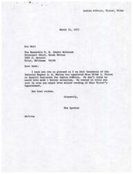 ["The document is a series of letters addressed to various Native American tribal leaders informing them of the appointment of Wilma L. Victor as Special Assistant for Indian Affairs by Secretary of the Interior Rogers C.B. Morton. The documents express the belief that Victor is a good selection for the position and convey best wishes to the recipients."]