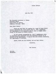 ["The document consists of correspondence between the Osage Tribe of Indians and the Department of the Interior regarding the appointment of John O. Crow as Deputy Commissioner of the Bureau of Indian Affairs. The Osage Tribe supports Crow's appointment based on his qualifications and past experience working with the tribe. Crow's appointment is seen as important for improving the management of the Bureau and advancing the interests of American Indians. The document also includes a resolution passed by the Osage Tribal Council in support of Crow's appointment, which is to be sent to various officials for approval."]