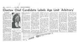 ["David Gardner, a candidate for Choctaw Chief, criticized the age limit of 35 for candidates, calling it arbitrary and unfair. He argued that the limit was established to prevent younger candidates like himself from running for the position. Gardner's opponent, Harry J. W. Belvin, supported the age limit and believed that younger candidates were not mature enough to lead. The dispute over the age limit was a result of election procedures established by the Bureau of Indian Affairs, and Gardner planned to challenge the regulation."]