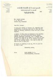 ["The document is from Samuel Lowman to Carl Albert, discussing the need for someone to help the Indians in Idabel who cannot speak English. Lowman suggests contacting Mr. W. O. Roberts at the Indian Agency in Muskogee for assistance. He also mentions the issue of money not reaching the grocery office in Muskogee and asks for help in resolving this matter. Lowman indicates that they need someone to handle Indian affairs in Idabel and requests help in finding a suitable candidate."]