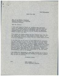 ["The document is discussing the transfer of land from the Choctaw and Chickasaw Tribes to the Eastern Oklahoma A & M College. The sender is requesting copies of relevant agreements and documents in order to prepare a bill for the transfer of the land. There are issues regarding the ownership of the land and the need for clarification. The document also mentions the possibility of special legislation to transfer the land to the College."]