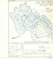["The document details a subdivision project by the Corps of Engineers in the Sand Point Homesite, part of the N1/2 section in Bryan County, Oklahoma. It features a legend key, power line and flowage easements, contour lines, and road placements. It includes a certification from John D. Bristor, District Engineer, stating the project's accordance with Congress-approved regulations. The document, dated 23rd July 1958, is an amendment to the original plat recorded in Book 279, Page 638, in the Bryan County Clerk's Office."]
