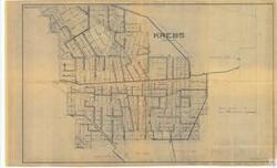 ["The document pertains to the Krebs Sewer Improvement project, specifically Map Sheet No. 2 and Match Line Sheet No. 3. It includes details about the R 15 E Krebs Oxidation Pond and a reference to further information in Insert A. Some elements have been omitted. The map is labeled as Albert maps #203."]