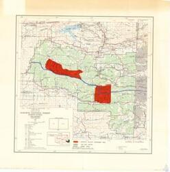 ["The document describes a detailed map of the Ouachita National Forest in Oklahoma, produced by the U.S. Department of Agriculture Forest Service in 1964. The map includes geographical coordinates, topographical features, township and range lines, and various types of roads and trails. It also depicts important landmarks like triangulation stations, lookout stations, churches, schools, and cemeteries. The map also outlines boundaries of national forest land, intensive wildlife management areas, and other significant areas, and provides locations of district ranger stations, fireman ranger stations, and the Forest Supervisor's Office."]