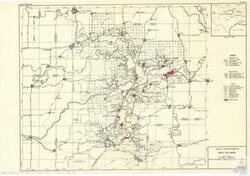 ["This document is a detailed project map from the U.S. Army Corps of Engineers, showcasing the geographical layout of several U.S. states including Oklahoma, Colorado, Kansas, Missouri, Arkansas, and Texas. It contains notable features such as the Muskogee River, Eufaula Reservoir, various counties and cities, and specific range coordinates. The map also includes detailed information about reservoir data, flood control storage, power storage, reservoir area, shorelines, and relocated roads and railroads. It provides the locations of commercial airports, public use areas, and an array of other important landmarks. The map seems to have been created or updated in 2007 and originally in 1956."]