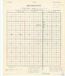 ["The document is a section plat map from Manly Office Supply Co., file #A-26, dated 5-28-52, for Choctaw County in Oklahoma City. The map details the township No. 7 South Range 18$19EAST of Principal Meridian, with a legend listing names like Florence Gamble and Troy Mantooth. It includes references to various plot numbers, specific locations, and instructions for reaching existing lines. It is part of Albert Maps, Folder 4, Item 107 in the Carl Albert  Center."]