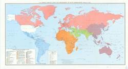 ["The document details the U.S. Foreign Service Posts and Department of State Jurisdictions as of February 1, 1971. It includes a geographical overview, highlighting various oceans and countries, as well as U.S. jurisdictions within the Department of State and responsibilities of Country Directors. Bureaus of Inter-American Affairs, African Affairs, East Asian and Pacific Affairs, Near Eastern and South Asian Affairs, and European Affairs are all described with their respective areas of responsibility. It also delineates Embassy, Consulate General, Consulate, and Consular Agency locations, and highlights specific offices and their jurisdictions. The data source is the Office of the Geographer."]