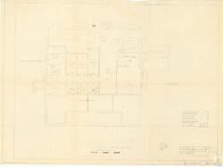 ["The document provides detailed project specifications for a building renovation in McAlester, Oklahoma. It includes information on room modifications, equipment installations, cost estimates, storage areas, court facilities, and specific GSA, A.S.C., F.H.A., and IRS E areas. The project also includes a new door installation, boiler replacement, a mailing vestibule, and an unexcavated area. The plan provides the net agency, post office, assignable, circulation mechanical, and construction areas. It also includes a basement floor plan for the U.S.P.O & CT. House. The document dates from 1959, with revisions in 1963 and 1964, and is part of the Carl Albert Center's map collection."]