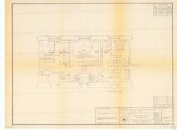 ["The document is a project blueprint for an office layout plan in the Cannon House Office Building, Suite 240. It details furniture arrangements, office partitions, and proposed structural changes such as relocating existing metal partitions and removing doors. The project, overseen by George M White and Assistant Architect of the Capitol, was approved on May 6, 1975. The document includes drawings and specifications for offices, desks, acoustical safe office partitions, a reception area, and corridor. It also records prints issued to Cong Ottinger, M E.C., C.M.B., and B.C. on May 13, 1975. It is part of the Carl Albert Center's collection, specifically Albert McAlester's Box 8, Folder 19, F8 Item 148.1."]
