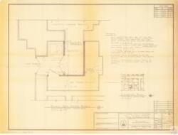 ["The document describes the architectural plans for a new store room in the basement of the United States Capitol building, issued on 12-11-1975. The project involves constructing new 4 LWAU partitions around existing steam lines and pipes up to the existing vaulted ceiling and installing new metal doors with reinforced concrete lintels. Existing light fixtures and sprinkler systems will be modified to accommodate the new store room. The project is approved by George M. White, FAIA, the Architect of the Capitol."]