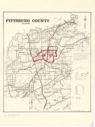 ["The document is a map or project documentation detailing various counties in Oklahoma, including McIntosh, Pittsburg, Haskell, and Canadian. It includes additional information such as map scale, county roads, creeks, districts, railroads, schools (with district numbers), and populations of select areas. The document also provides total road mileage for the state and county. It was drawn by David R. Marshall in March 1972 and is found in Albert. Maps. Folder 8. Item 160 of the Carl Albert Center."]