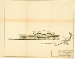 ["The document is a project map for the Poteau Community Center in Le Flore County, Oklahoma. Project number T-259, it details materials such as concrete shell, plaster, and metal fascia's. It was traced by Hudgins, Thompson, Ball and Associates, a planning and engineering firm based in Oklahoma City. The project was checked at the 700 Mayo Building in Tulsa, Oklahoma and is stored in Box 5, Folder 18 under item 173.1 of the Carl Albert Center. The scale of the map is 1/16-1'-0. The project was completed in 1967."]