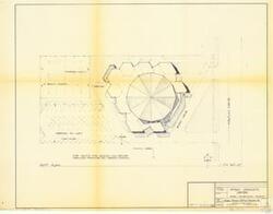 ["The document provides information about a project for the Poteau Community Center in LeFlore County, Oklahoma. The project, numbered T-259, includes the construction of basketball goals, two tennis courts, a service area, parking for 50 cars, a light pole, a sloping area, and a picnic area. The plan also ensures adequate drainage to prevent flooding. The project was drawn up by Hudgins, Thompson, Ball and Associates, Inc. on November 17, 1967. The map is located in Box S, Folder 18, Item 173.2 of the Albert Projects."]