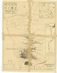 ["The document provides a detailed description of a reservoir navigation aid and marker system map. It features various elements such as controlled areas, danger signs, informational signs, channel markers, and mooring buoys. The text mentions several location names, including Blue Mountain, Wistra, Quichita, and Greeson. It also provides symbols and their meanings, such as speed limits, no swimming or fishing zones, and warnings about rocks or snags. The map also indicates project boundaries, conservation pools, flood control pools, and alternate golf course sites. It also warns about water release for electric power generation. The document also includes a legend for understanding paved roads, improved roads, dirt roads, and state parks."]