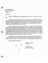 ["The document discusses the issue of judicial activism and its implications on the federal judiciary. The author expresses concern about judges legislating from the bench and criticizes the judicial appointees of the Clinton administration for being soft on crime and promoting a liberal agenda. The author emphasizes the importance of appointing judges who adhere to a strict interpretation of the Constitution to prevent activist judges from dominating the judiciary."]