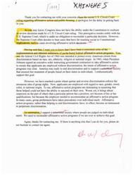 ["The author expresses concerns about affirmative action programs, stating that they have evolved into quotas and reverse discrimination which perpetuate discrimination rather than ending it. The author supports a colorblind society where individuals are judged on merit and calls for a reconsideration of affirmative action programs."]