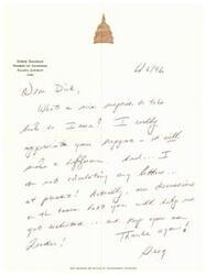 ["Greg Ganske, a member of from Iowa, thanks Dick for his support and mentions their discussions on taxes. Ganske expresses gratitude and signs off as the leader. The document was not printed or mailed at government expense."]
