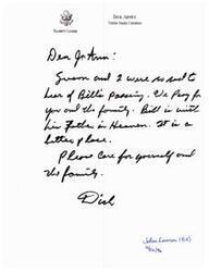 ["Dick Armey, former Majority Leader of the United States , sends condolences to JoAnn Emerson on the passing of her husband Bill. He offers prayers for her and her family and encourages her to take care of herself and her loved ones."]
