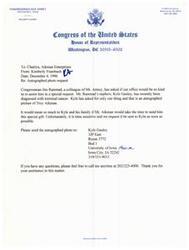 ["Dick Armey's office received a request from man Jim Ramstad to send an autographed photo of Troy Aikman to his nephew, Kyle Gauley, who has been diagnosed with terminal cancer. The request is time"]