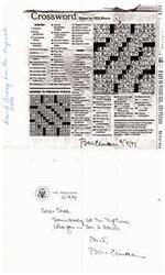["The document is a crossword puzzle edited by Will Shortz and includes clues and answers for both across and down. It also mentions the availability of answers to three clues via touch"]