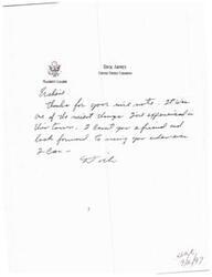 ["The document is a thank you note from Dick Armey, the Majority Leader of the United States , to someone named Ershine. Armey expresses gratitude for a kind gesture and looks forward to seeing Ershine in the future."]