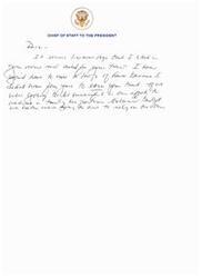 ["The document is a message from the Chief of Staff to the President expressing gratitude for the trust and partnership in achieving government goals. The Chief of Staff praises the President for delivering results and earning respect, and mentions working together to create a positive atmosphere. The document also mentions accomplishing significant accomplishments with the help of others."]