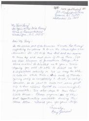 ["Amy Jensen wrote to Representative Dick Armey's office asking for assistance in arranging a White House tour for her family during their visit to Washington, D.C. in November. Representative Armey responded, informing her that all White House and Capitol tours were booked due to it being Thanksgiving week, but he provided gallery passes for the House of Representatives and welcomed them to tour the Capitol building on a public tour. Representative Armey also invited them to stop by his office during their visit."]