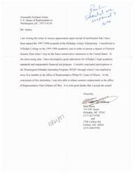 ["Matt Jason writes a letter to man Richard Armey expressing his gratitude for being named the recipient of the Holladay"]