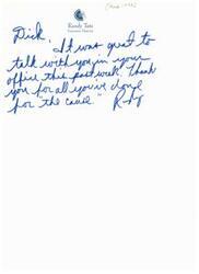 ["In March 1998, Dick met with Randy Tate, the Executive Director, at his office to discuss their work and accomplishments. Tate thanked Dick for his contributions to their cause."]