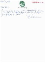 ["The author received information from Dick about his involvement in the Parent's Right to Know Bill and thanked him for his efforts on behalf of babies."]