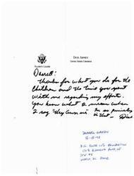 ["Dick Armey, a United States Congress Majority Leader, thanks Dannell for her work with children and for spending time discussing his efforts. Darnell Green, from the D.G. Youth Life Foundation, also expresses gratitude."]
