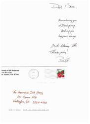 ["A message wishing Sam a happy Thanksgiving and happiness always, signed by Bill and the Friends of Bill Redmond from Los Alamos, NM. The message is dated November 1999 and addressed to the Honorable Dick Armey in Washington, D.C."]