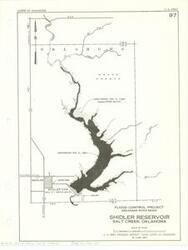 ["Shidler Reservoir, Flood Control Project, Arkansas River Basin. 8 x 10.5. United States, Dept. of the Army, Tulsa District Corps of Engineers, 1967."]