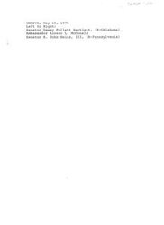 ["Dewey Bartlett standing with Ambassador Alonzo L. McDonald and H. John Heinz III, during a visit to the Tokyo Round Delegation in Geneva, Switzerland - image 220"]