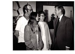 ["The image depicts Dewey Bartlett standing talking with Porter Marr, Donna Marr, and Mrs. Marr"]