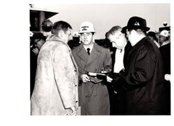 ["The image depicts Dewey Bartlett standing with Brigadeer General H. R. Parfitt, Mayor La Fortune, and Ed Edmondson"]