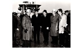 ["The image depicts Dewey Bartlett standing with John Maples, Colonel Pinkey, Harold Scoggins, Ed Edmondson and Brig. Gen. Parfitt"]